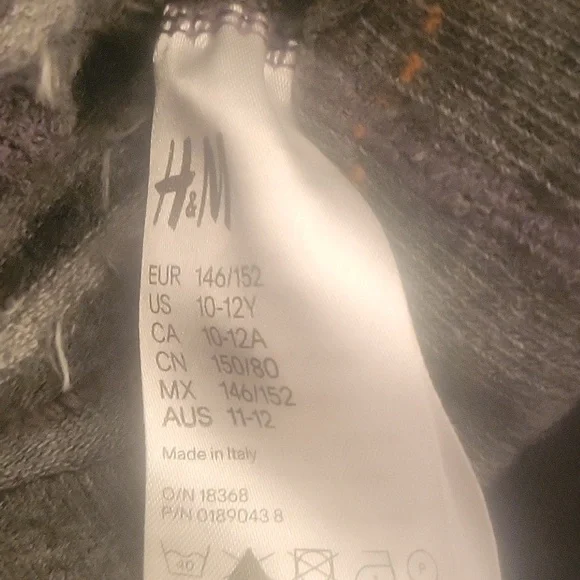 H&M 10-12 footless black and gray tiger stripe tights - Picture 3 of 3